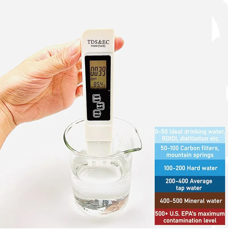 1PC White Digital Water Quality Tester TDS EC Meter Range 0 to 9990