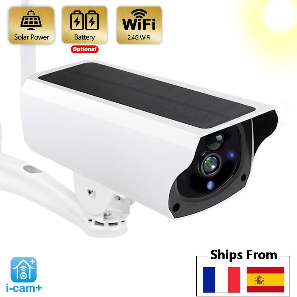 1080P IP Bullet Camera WiFi Outdoor Battery Solar Panel CCTV Wireless