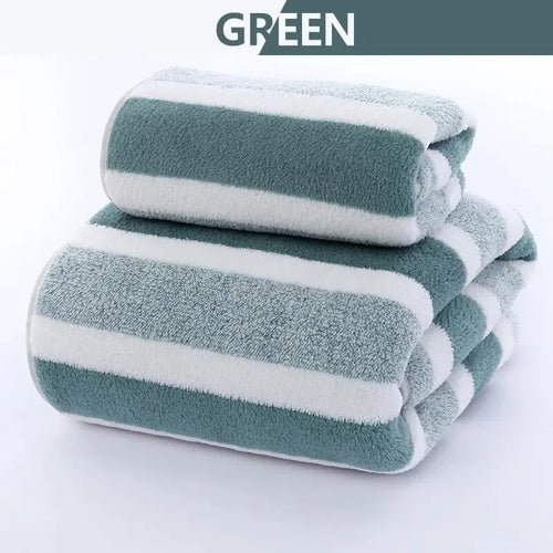 Striped Pattern Towel Set Soft Hand Towel Bath Towel Quick Drying