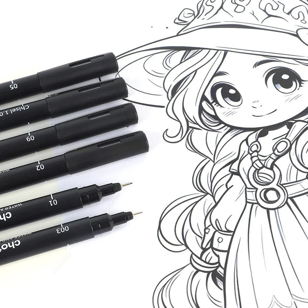 Black Micro Pens,15 Sizes,Waterproof Archival Ink,Fine Point Pen for