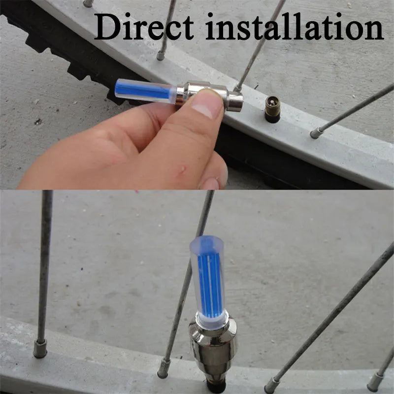 1x Neon Bicycle Tire Valve Caps Light Bike Spoke Lamp Mini LED Night