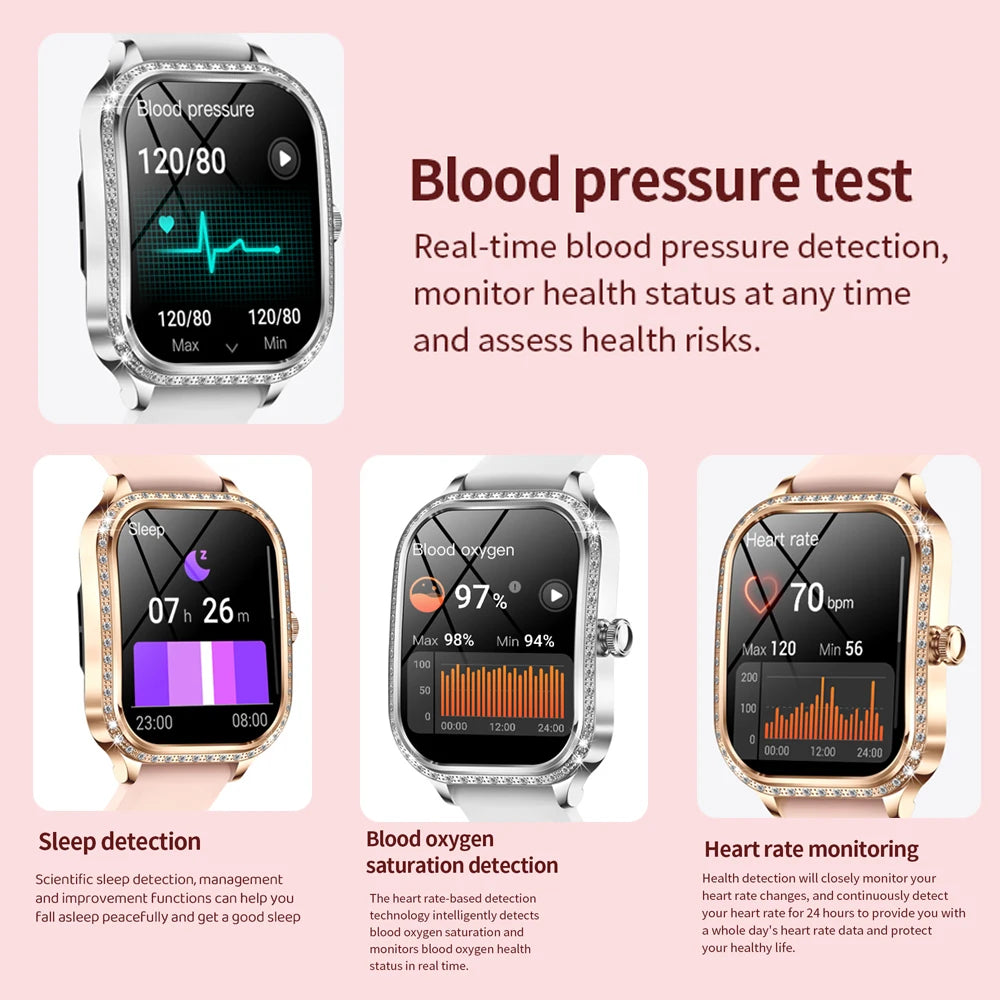 For Xiaomi Huawei New Women Smart Watch Heart Rate Blood Pressure