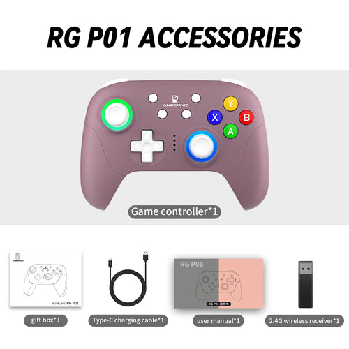 ANBERNIC RG P01 RGP01 Gamepad Wired Wireless Bluetooth RGB Hall Effect
