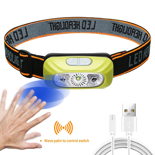 Mini Rechargeable Powerful Sensor Headlamp Fishing Camping USB Head