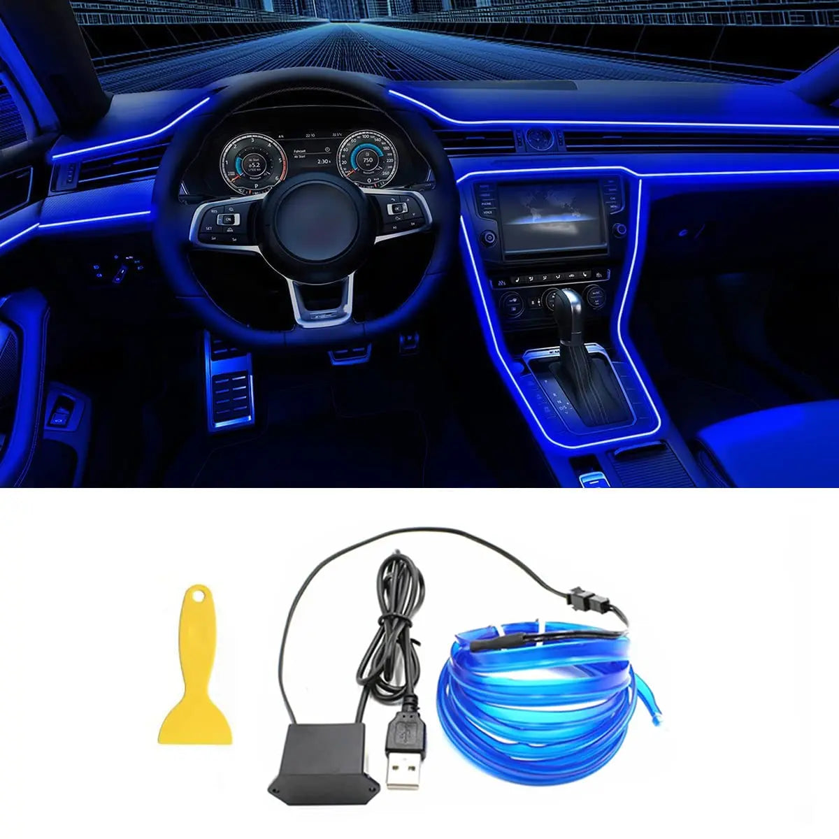 5M Car Interior Led Strip Light Neon EL Wiring Decorative Lamp For