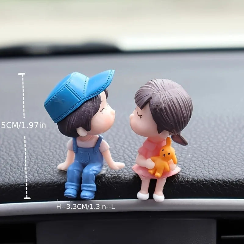 Cute Ornaments Couple Action Figurines Balloons For Car Dashboard