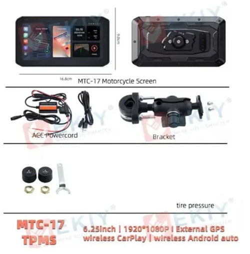 EKIY 6.25 inch Motorcycle Navigation CarPlay Camera Linux IP65