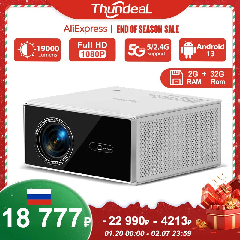 ThundeaL TDA7W Full HD 1080P Projector Android 13 WiFi6 2G 32G