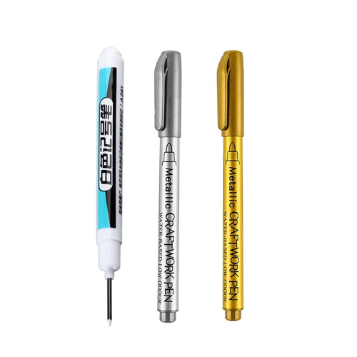 1/4Pcs White Permanent Paint Pen set for Wood Rock Plastic Leather