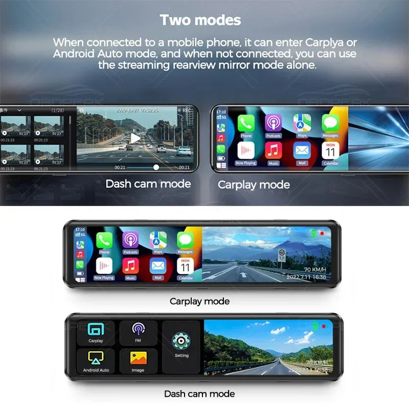 K4 11.26 Inch Carplay & Android Auto 4K 2160P Wifi Dash Cam Rearview