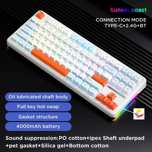 AULA F87 Pro Mechanical Keyboard 2.4g/Usb/Bluetooth Tri Mode Wireless