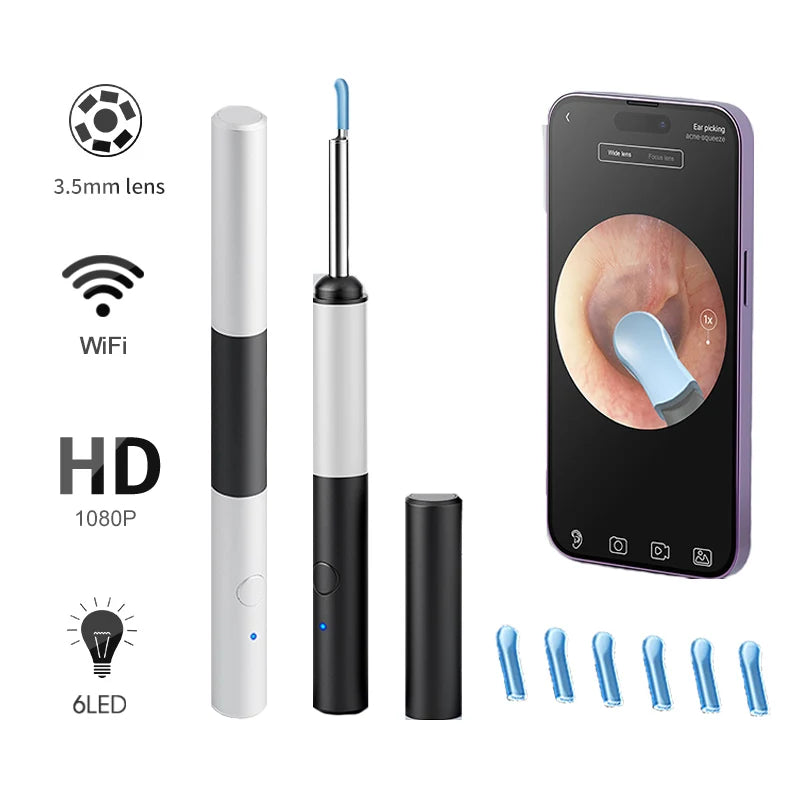 Wireless Ear Otoscopy 3.5mm Ultra-Thin WiFi Ear Scope Camera with
