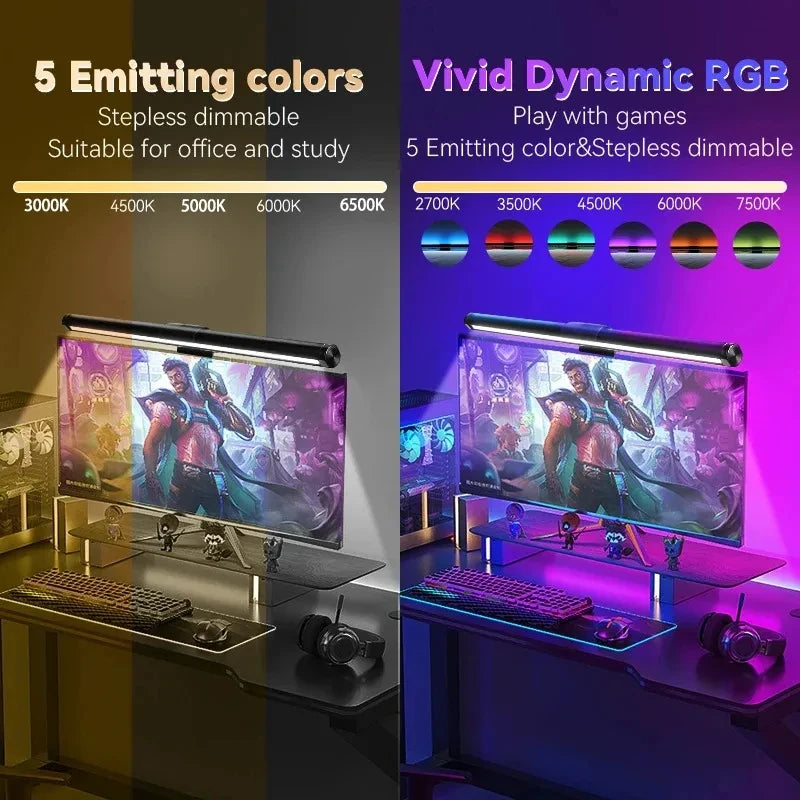 LED Computer Monitor Light Bar Stepless Dimming Hanging Light RGB Game