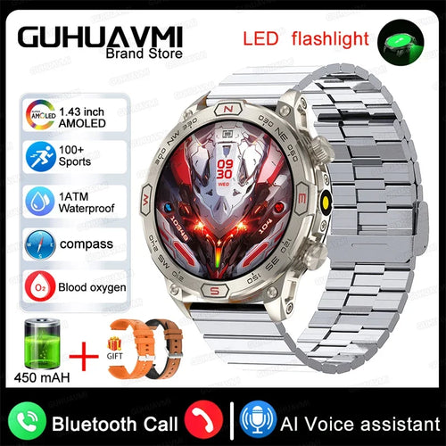 2024 New Outdoor Military GPS Truck Smart Watch Men AMOLED HD Screen