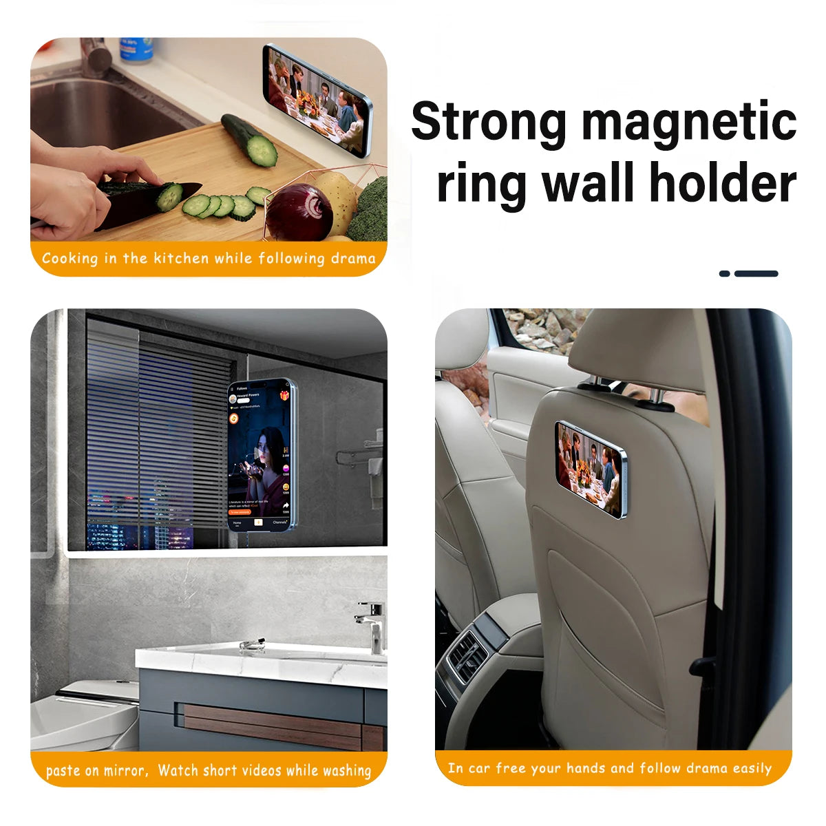 Magnetic Ring Holder For iPhone 14 13 12 Magnet Wall Mobile Phone