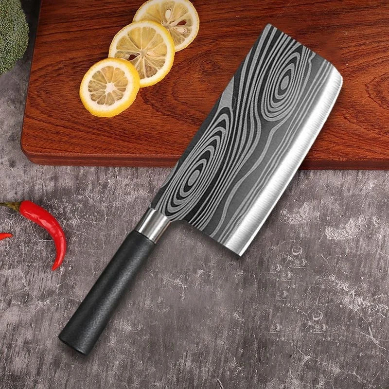 Laser Damascus Pattern Utility Kitchen Knives Scissors Sharpening Rod