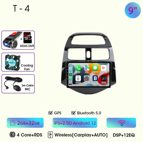 JMCQ 9" Car Stereo Radio For Chevrolet Spark Beat Matiz Creative 2010