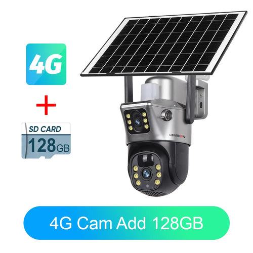 LS VISION 4K Solar Camera 8MP 4G SIM Card Dual Lens Screen Wifi