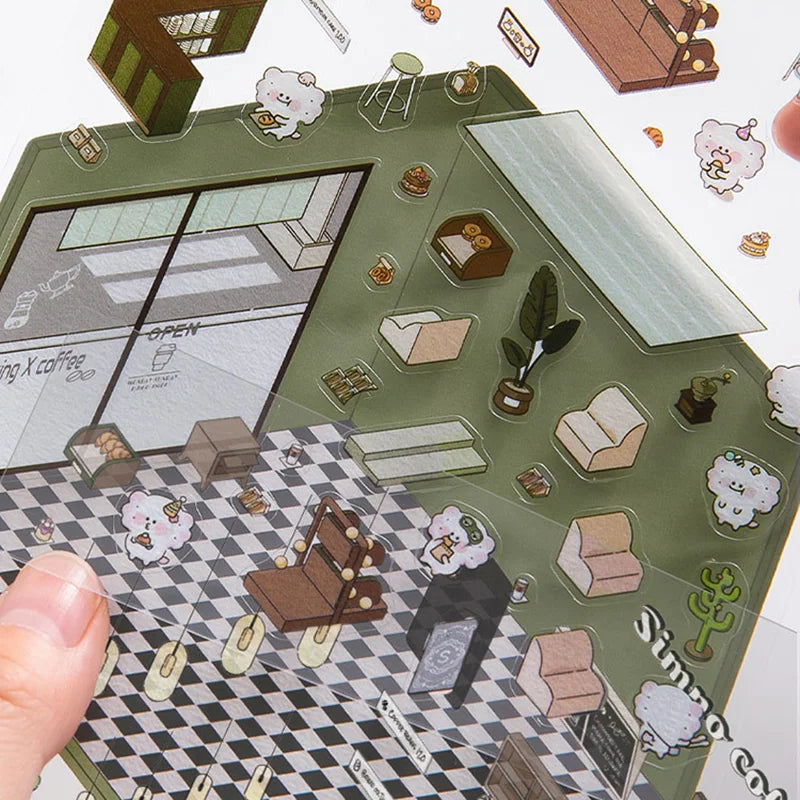 Cartoon 3D Landscaping Stickers Miniature Scene Kawaii Stickers DIY