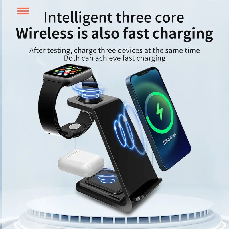 100W Wireless Charger 3 In 1 Stand Dock For Apple Watch 8 7 AirPods