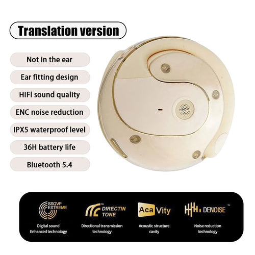 Bluetooth 5.4 Earphones Ear Hook TWS Wireless Translation Device Voice