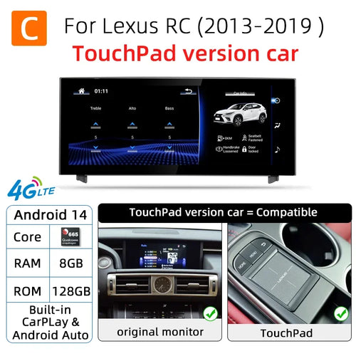 Nunoo Android 14 Wireless Carplay Auto Radio For Lexus IS RC 200 250