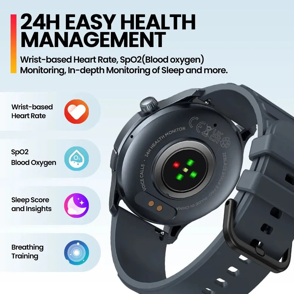 New Zeblaze Btalk 3 PRO 1.43" AMOLED Display Smart Watch Bluetooth