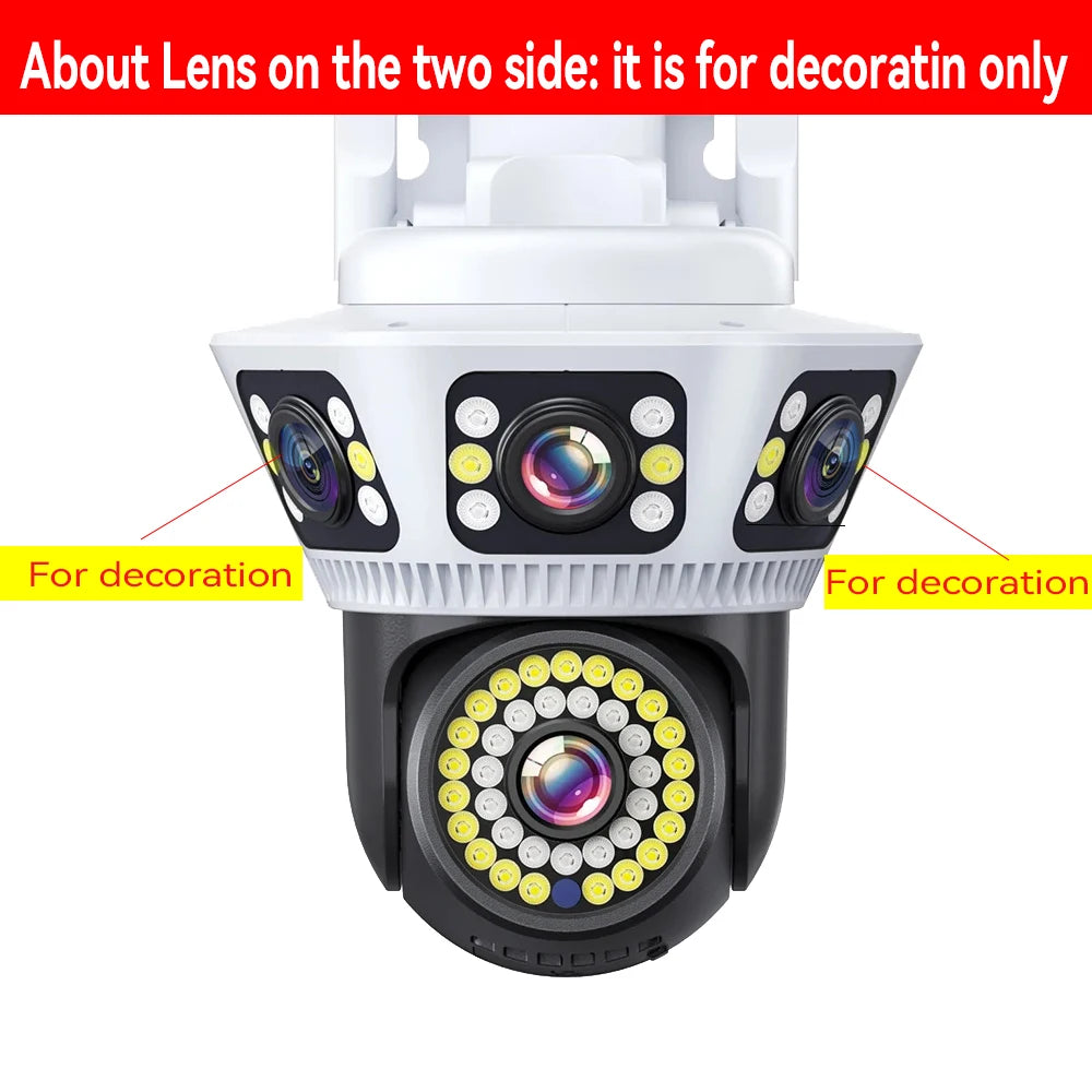 Outdoor WiFi Camera 6K Triple Screen Security Camera Two-Way Audio