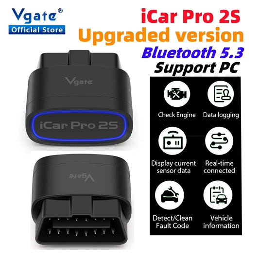 New Vgate iCar Pro 2S ELM327 Bluetooth 5.3 for Android/IOS/PC OBD2 Car