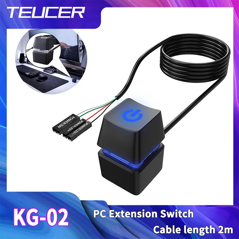 TEUCER KG-1 2m Computer Desktop Switch LED Light Motherboard External