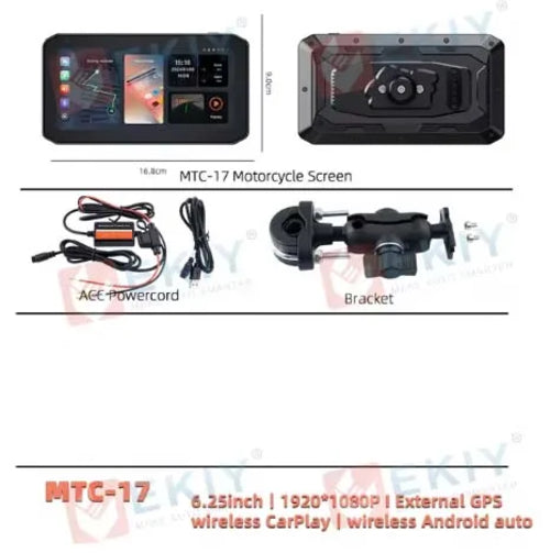 EKIY 6.25 inch Motorcycle Navigation CarPlay Camera Linux IP65