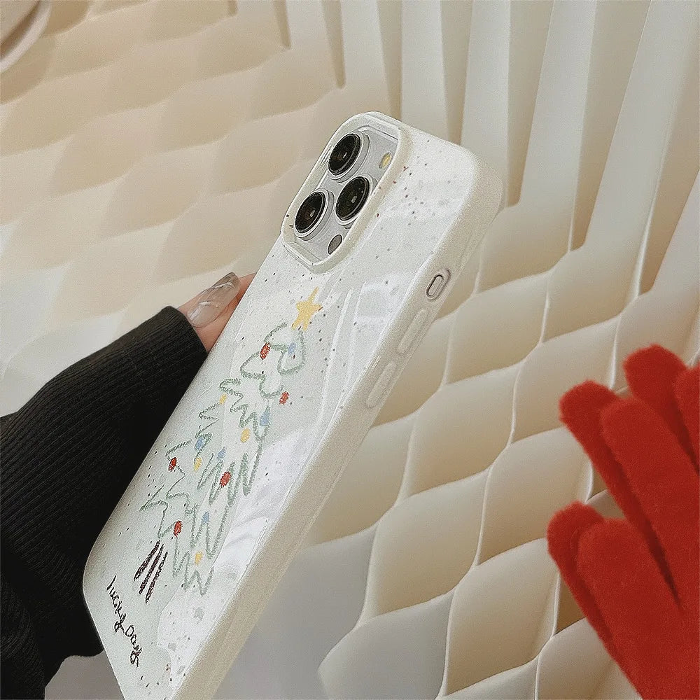 Soft Cartoon Christmas Tree Pattern Phone Case For iPhone 16 15 14 13