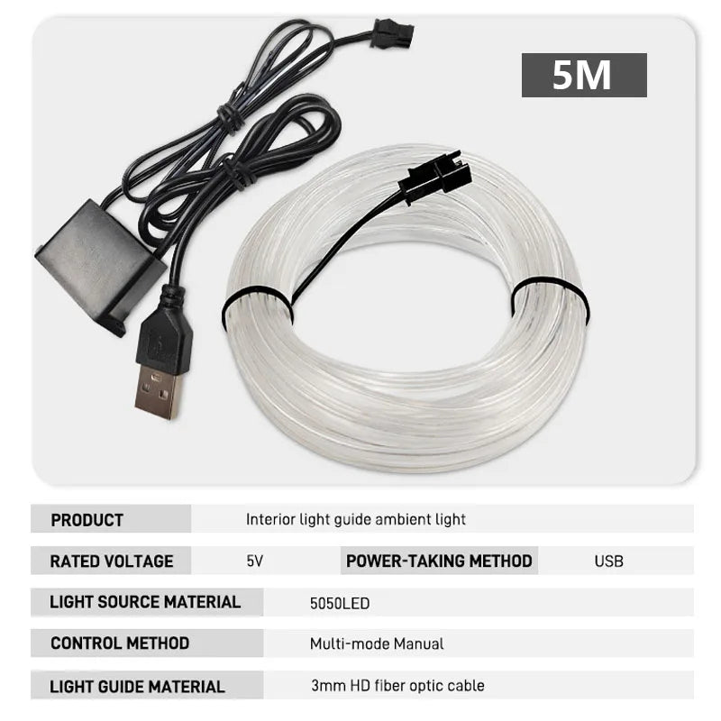 Car Interior Decorative Lamps EL Wiring Neon Strips For Auto DIY Dash