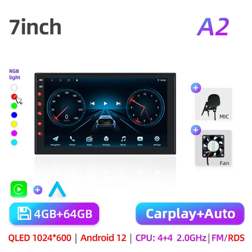 2Din Android 7"/9"/10" QLED IPS Car Radio Autoradio 2 Din Universal