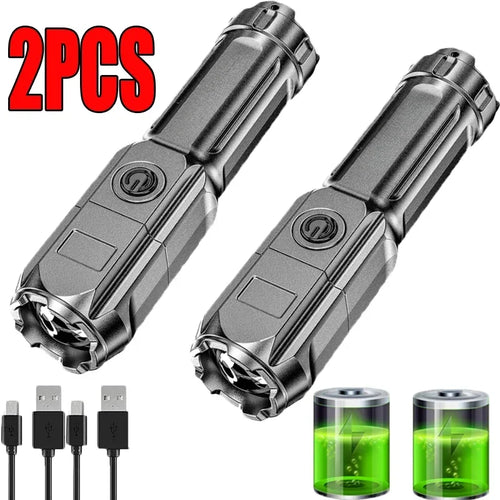 Super Power Flashlight USB Rechargeable Built in battery Telescopic