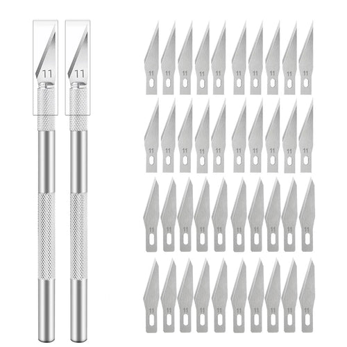 Engraving Non-Slip Metal Knife Kit + 40/10pcs #11 Blades Cutter Craft