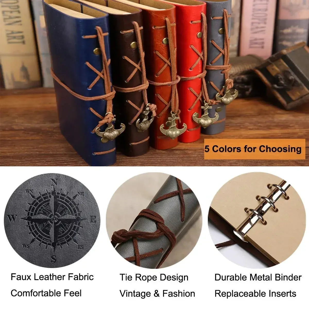 Retro Notebooks & Journals Agenda Binder Sketch Book Leather Soft