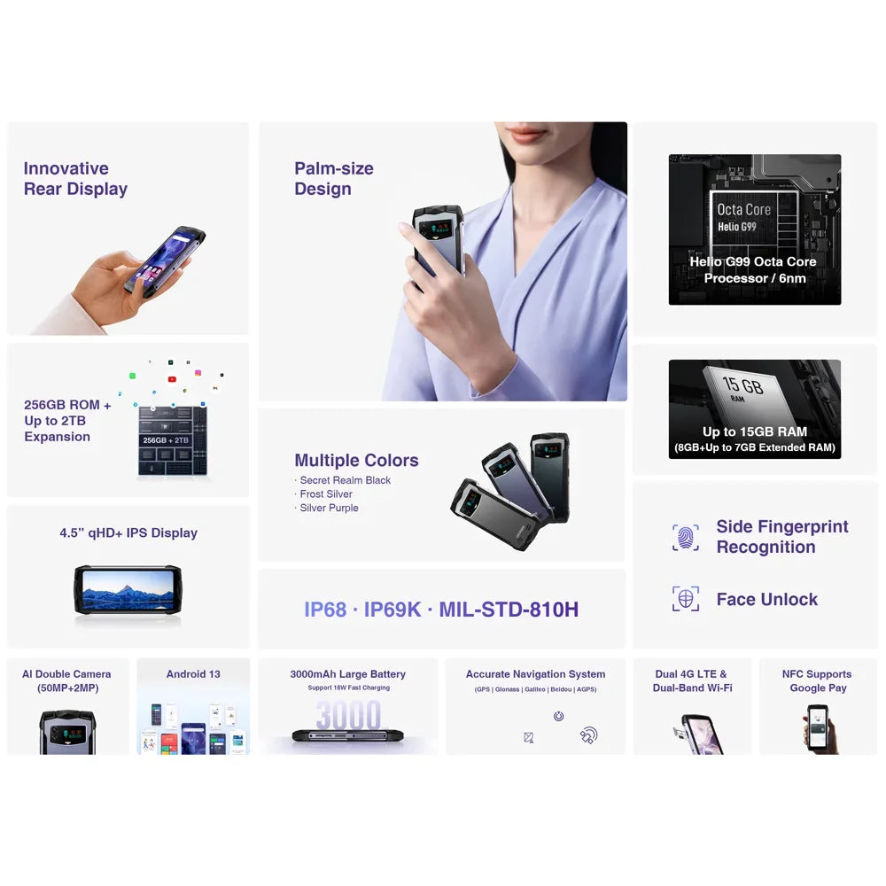 Global Version DOOGEE Smini Rugged Phone 4.5” qHD Display 50MP Camera