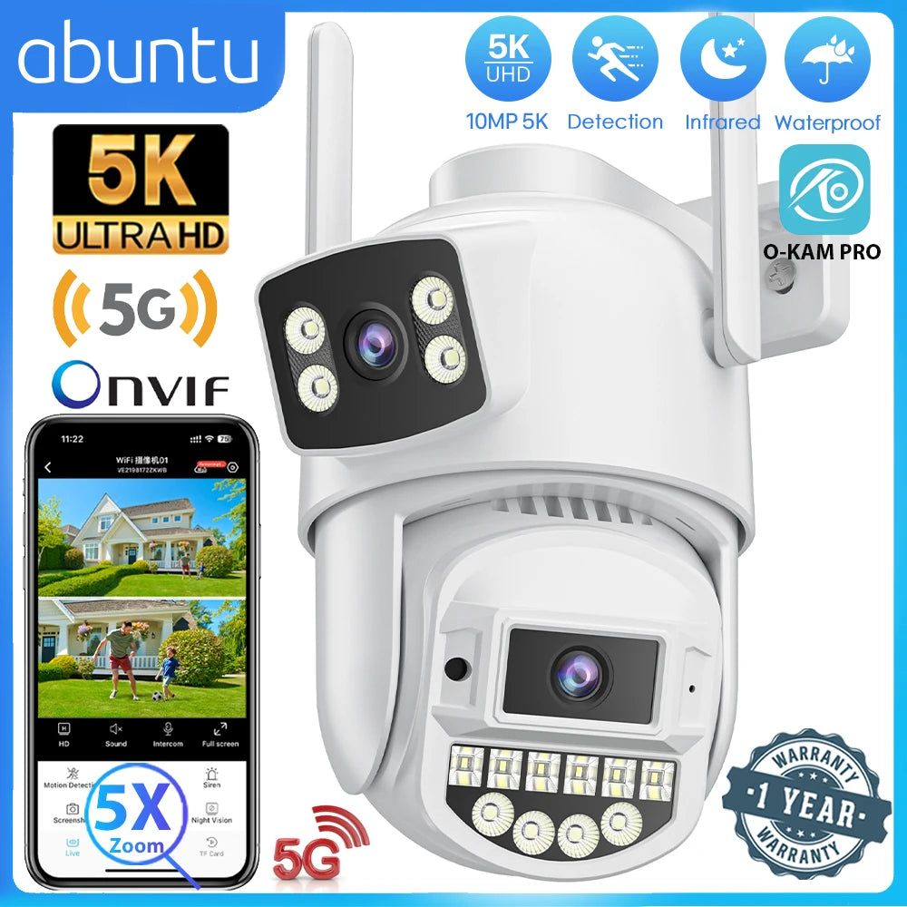 2.4G/5G Wifi Surveillance Camera Outdoor 10MP 5K IP Camera Dual Lens