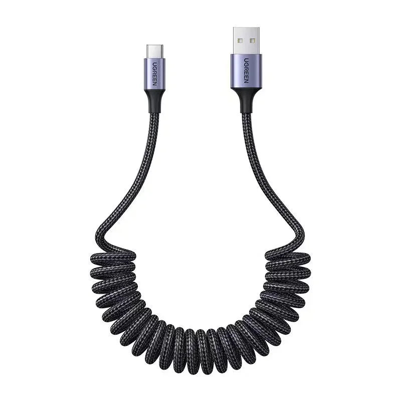 UGREEN Car Spring Pull USB A To Type C Cable 3A Fast Charging data For