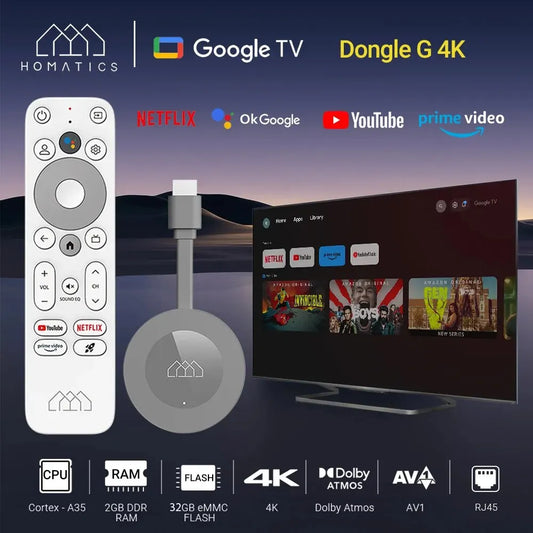 HOMATICS Dongle G 4K TV Stick with Netflix 4K Google Certified 2G32G