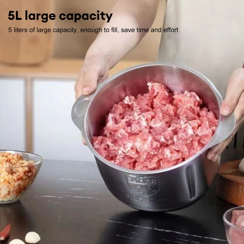 Electric Meat Mincer Grinder Stainless Steel Chopper 5L Food Processor