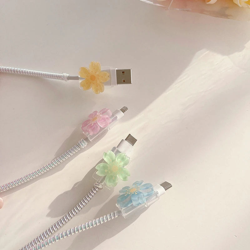 Flowers Charger Protector Cable  For Iphone 13 Type-C Cable Android