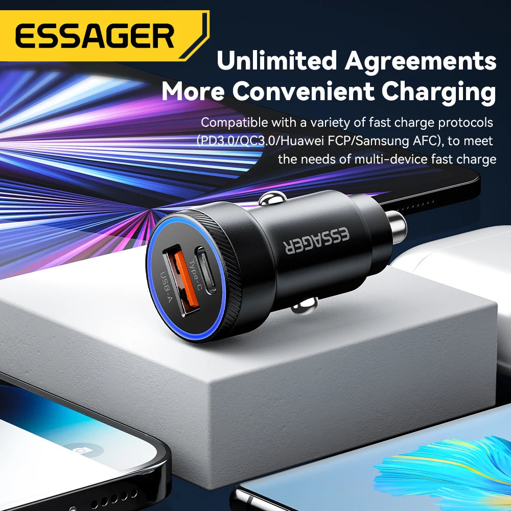 Essager 54W USB Car Charger 5A Fast Charge 3.0 QC  SCP AFC 30W USB