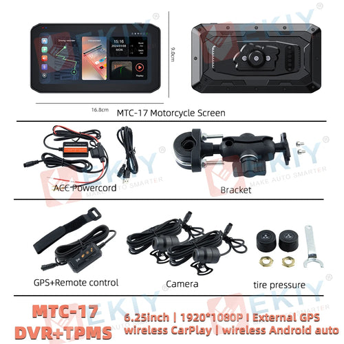 EKIY 6.25 inch Motorcycle Navigation CarPlay Camera Linux IP65