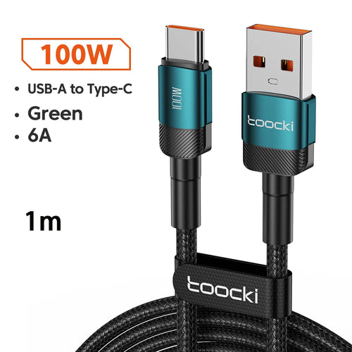 Toocki 6A USB To Type C Cable for Huawei Xiaomi PD 100W Fast Charging
