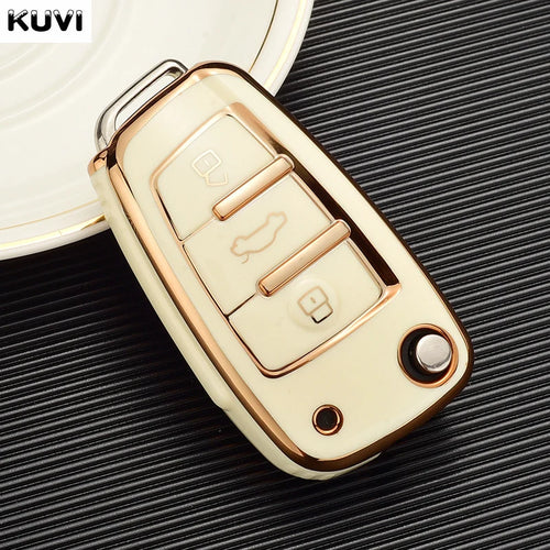 Soft TPU Car Flip Key Case Cover Holder For Audi A1 A3 A6 A6L Q2 Q3 Q7