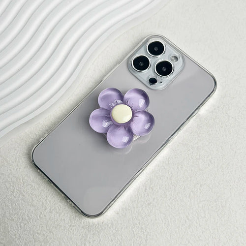 1pc Transparent Resin Candy-Colored Flower Phone Holder Foldable