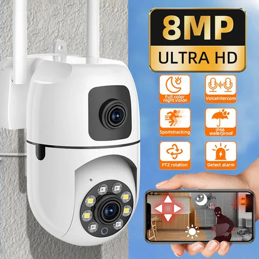 8MP Dual Lens Dual Screen WIFI Surveillance Camera IP Cameras Wireless