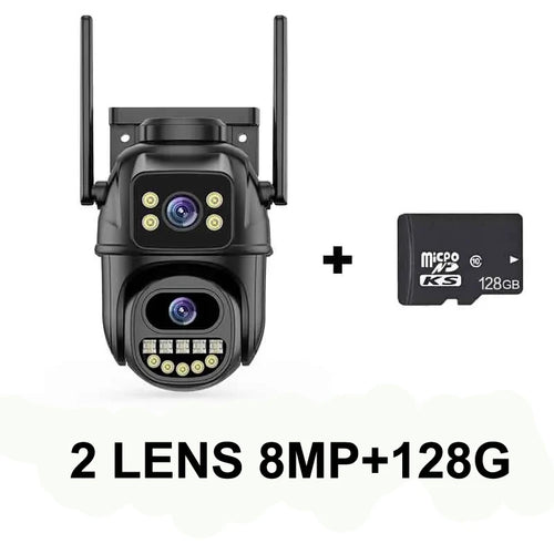6K 12MP ICSEE Wifi Security Camera 3 Lens Dual Screen 8X Zoom Outdoor